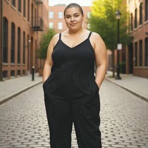 Old Plus SIZE Black Bib Smocked Romper Size 4X